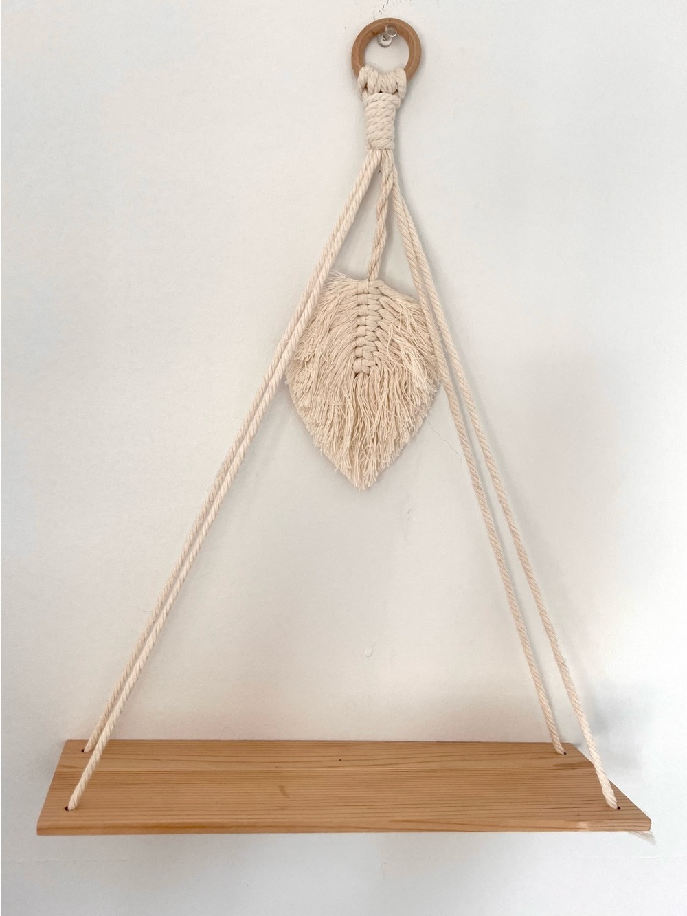 FREE W PURCHASE - Boho Cream Macrame Hanging Plant Shelf